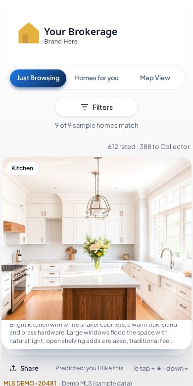 Swiping a listing photo on a phone